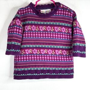 VTG 90s Rainbow Tag Gymboree Sweater Dress 6-12M Fair Isle Holiday Purple Preppy